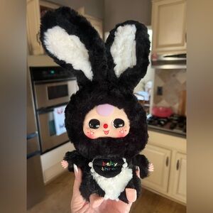 Baby Three Authentic V1 Black & White Plush Bunny